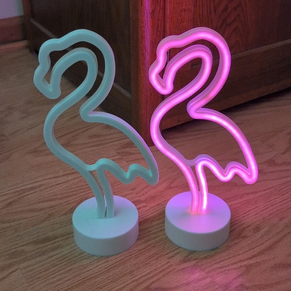 Flamingo Neon Table Lamp - Pink & White